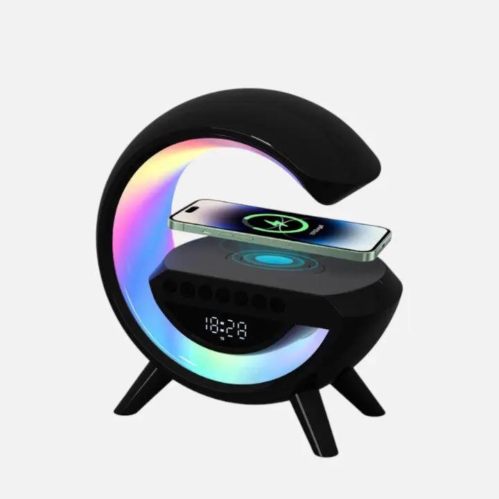 LED Clock Lamp with Alarm, Bluetooth Speaker & Wireless Charging Feature