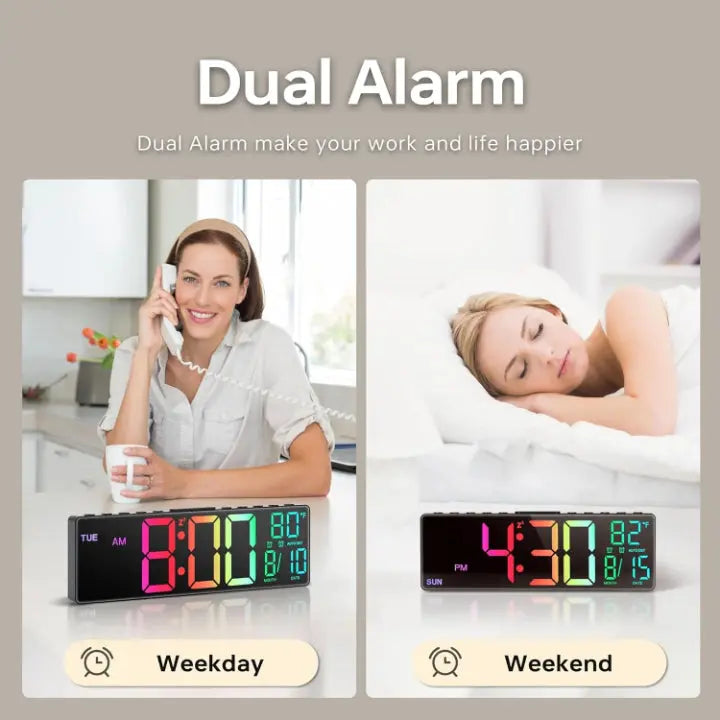 Oversized RGB Digital Wall Clock