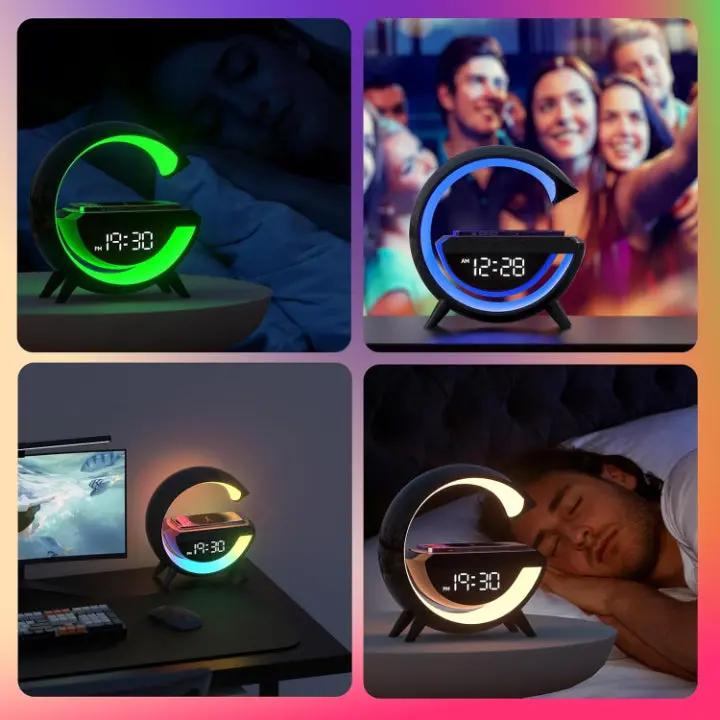 LED Clock Lamp with Alarm, Bluetooth Speaker & Wireless Charging Feature