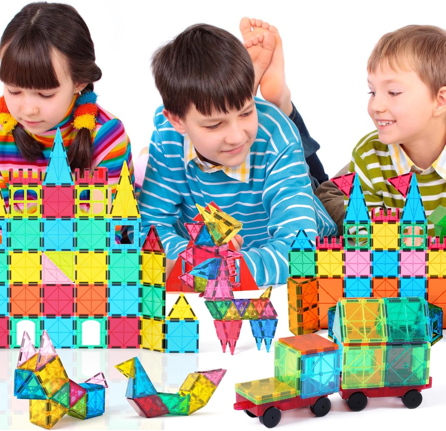 108-Piece Magnetic Building Blocks Set – 3D Educational Construction Toy for Kids