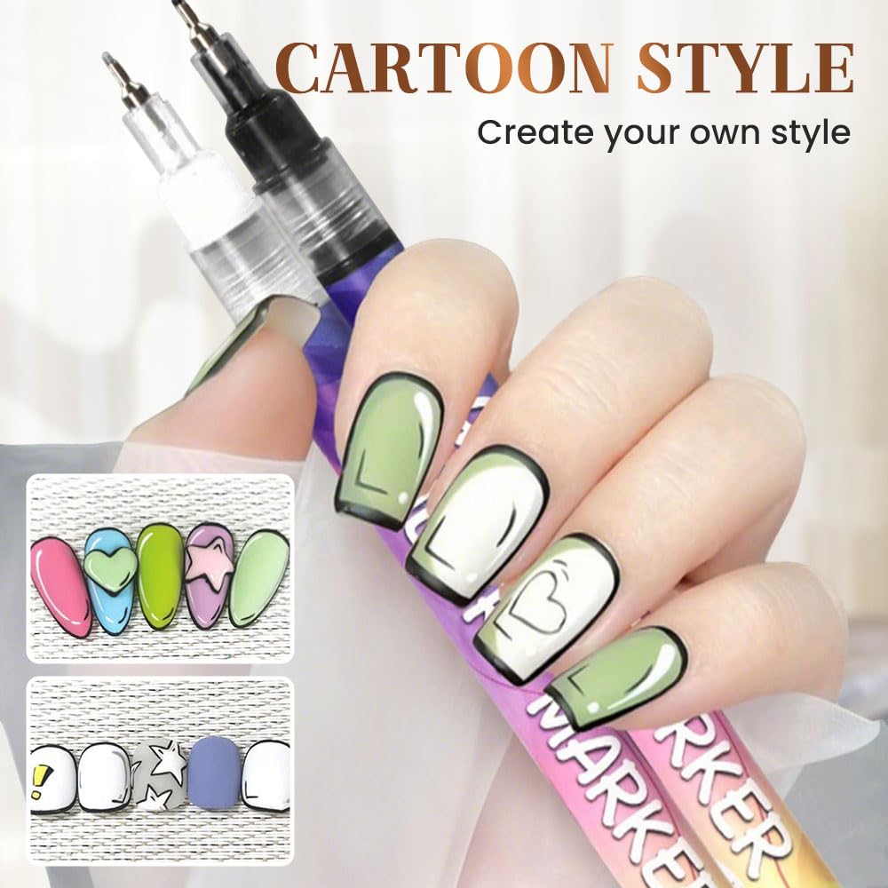 12 Colors Nail Art Pen Set – Ultra-Fine Tip Markers for 3D Drawing, Painting & DIY Manicure