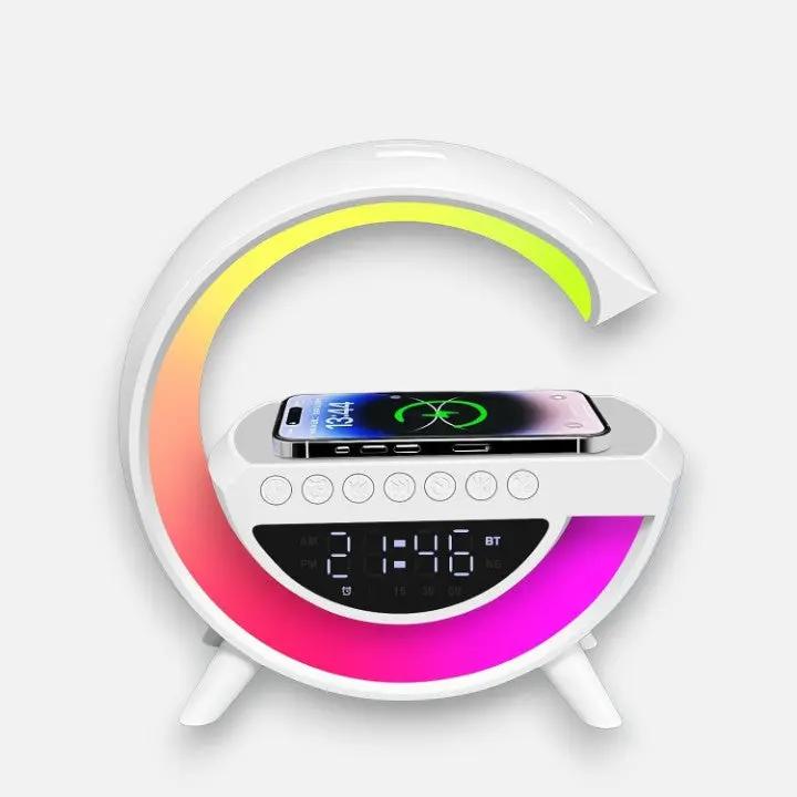 LED Clock Lamp with Alarm, Bluetooth Speaker & Wireless Charging Feature