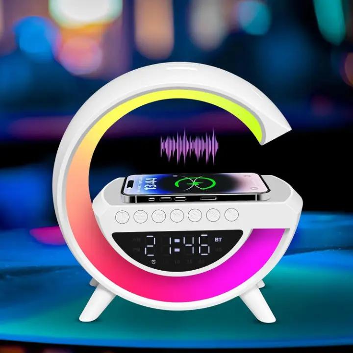 LED Clock Lamp with Alarm, Bluetooth Speaker & Wireless Charging Feature